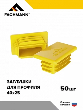 Заглушка 40 x 25 мм пластиковая для металлического профиля и труб 50 штук в упаковке FACHMANN