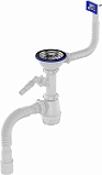 Aquant Сифон для мойки 3 1/2"х40 с металлической решеткой с прямоугольным переливом, с отводом для стиральной машины, с гофротрубой 40х40/50 (B0147-20-MR)